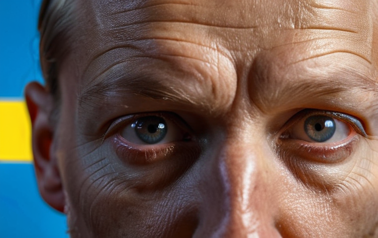 **

A close-up of a Swedish voter's face, illuminated by the glow of a smartphone. The screen displays a sensational, alarming headline in Swedish. The voter's expression is a mixture of concern and uncertainty, reflecting the dilemma of discerning truth from falsehood online. Subtle Swedish flag colors are incorporated in the background lighting.

**